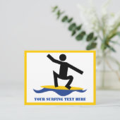 サーフィンギフト、サーファーのサーフボードカスタム上 ポストカード (スタンド正面)