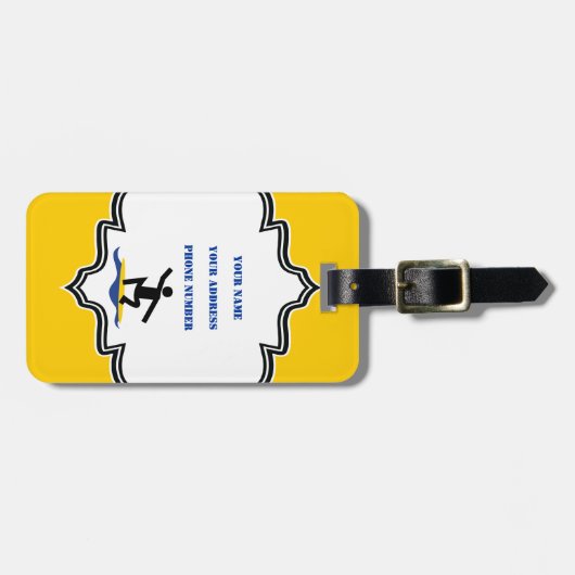 サーフィンギフト、サーファーのサーフボードカスタム上 ラゲッジタグ (正面横)