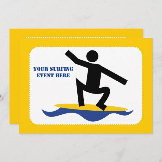 サーフィンギフト、サーファーのサーフボードカスタム上 招待状 (正面/裏面)