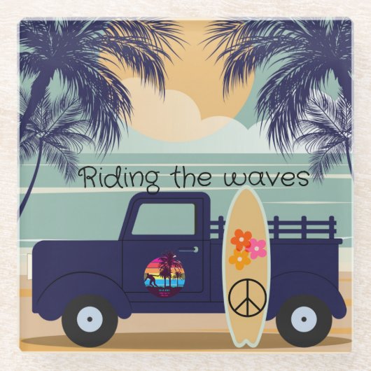 サーフィンコースター ガラスコースター (正面)