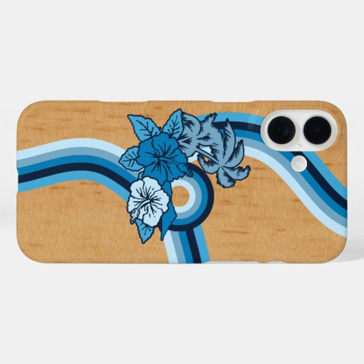 サーフィンサファフェイクリウッドハワイアンサーフボードブルー Case-Mate iPhoneケース (裏面 (横))