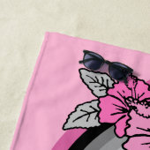 サーフィンサファリヴィンテージハワイアンサーフボードピンク ビーチタオル (インサイチュ)