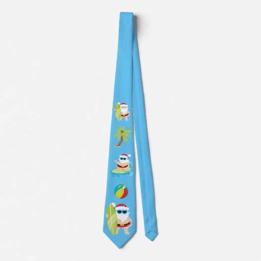 サーフィンサマーおもしろいサンタトロピカル ネクタイ (正面)