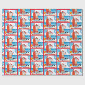 サーフィンサンタオンビーチメリークリスマス ラッピングペーパー (フラット)