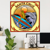 サーフィンサンタクルーズカリフォルニア ポスター (ホームオフィス)