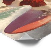 サーフィンサンタクロースホリデーポスター ポスター (角)