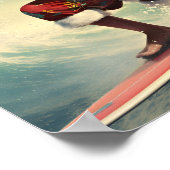 サーフィンサンタクロースホリデーポスター ポスター (角)