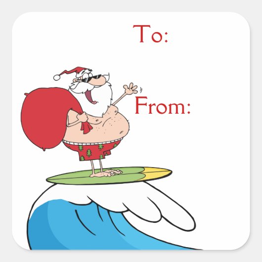 サーフィンサンタクロース スクエアシール (正面)