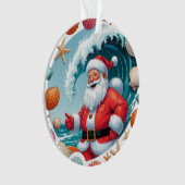 サーフィンサンタシーシェルウェーブアクリルクリスマスオーナメント オーナメント (正面)