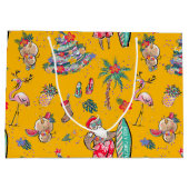 サーフィンサンタトロピカルクリスマス抱き枕 ラージペーパーバッグ (裏面)