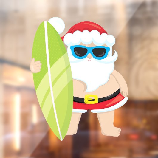 サーフィンサンタハワイの熱帯夏季クリスマス ウィンドウサイン (シート2)