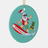 サーフィンサンタビーチホリデープラムスクリスマスイン セラミックオーナメント (右)