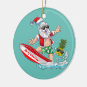 サーフィンサンタビーチホリデープラムスクリスマスイン セラミックオーナメント (左)