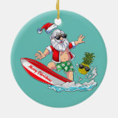 サーフィンサンタビーチホリデープラムスクリスマスイン セラミックオーナメント (裏面)