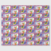 サーフィンサンタメリークリスマス ラッピングペーパー (フラット)