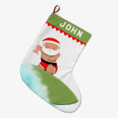 サーフィンサンタ ラージクリスマスストッキング (正面 (吊り時))