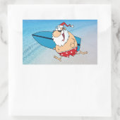 サーフィンサンタ 長方形シール (バッグ)