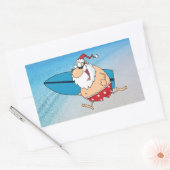 サーフィンサンタ 長方形シール (封筒)