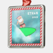 サーフィンサーファークリスマスホリデーギフト メタルオーナメント (左)