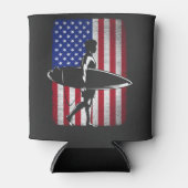 サーフィンサーファー7月4日U.S.アメリカ国旗M用 缶クーラー (正面)