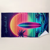 サーフィンザネオンサンセット –  ビーチタオル (正面)