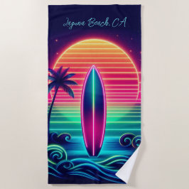 サーフィンザネオンサンセット –  ビーチタオル