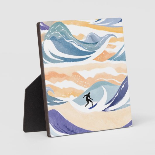 サーフィンザ・ウェーブ | 水コンテンポラリー色海 フォトプラーク (正面)