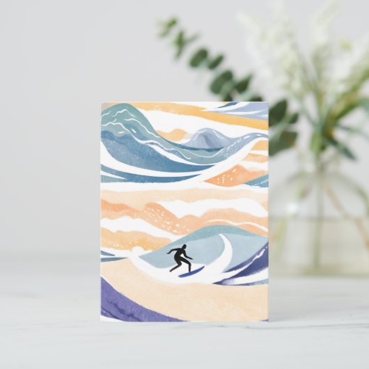 サーフィンザ・ウェーブ | 水コンテンポラリー色海 ポストカード (スタンド正面)