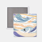 サーフィンザ・ウェーブ | 水コンテンポラリー色海 マグネット (正面/裏面)