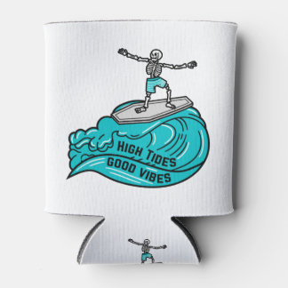 サーフィンスケルトン、高潮と良いバイブ 缶クーラー