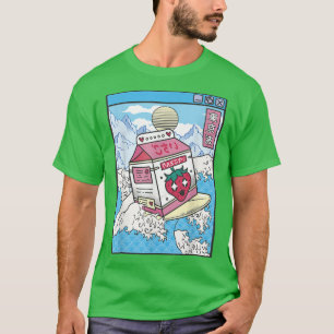 サーフィンストロベリーミルクカートン日本波かわいいV Tシャツ