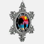 サーフィンズマビーチマリブカリフォルニアサーフ スノーフレークピューターオーナメント (左)