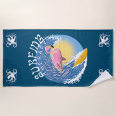 サーフィンセラピー – サマーフラミンゴ ビーチタオル (正面)