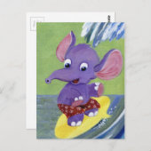 サーフィンゾウ ポストカード (正面/裏面)