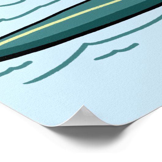 サーフィンタビーキャッおもしろいトかわいいカスタム文字子供部屋 ポスター (角)