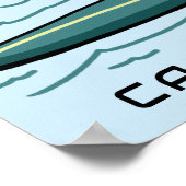 サーフィンタビーキャットおもしろいキュート名前をカスタムする子供部屋 ポスター (角)