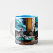 サーフィンダマウス！文字版コーヒーカップ ツートーンマグカップ (正面左)