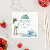 サーフィンテーマベビーシャワー招待状ビーチベビー スタンダードカクテルナプキン (インサイチュ)