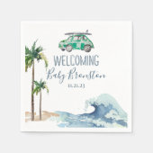 サーフィンテーマベビーシャワー招待状ビーチベビー スタンダードカクテルナプキン (正面)