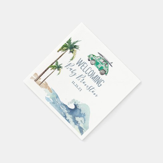 サーフィンテーマベビーシャワー招待状ビーチベビー スタンダードカクテルナプキン (角)