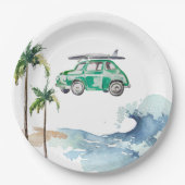 サーフィンテーマベビーシャワー招待状ビーチベビー ペーパープレート (正面)