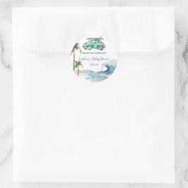 サーフィンテーマベビーシャワー招待状ビーチベビー ラウンドシール