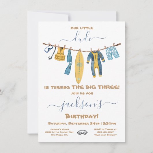 サーフィンドゥードバースデーパーティークロセスライン 招待状 (正面)