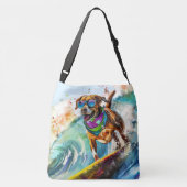 サーフィンドッグ – 夏おもしろいビーチカップイラストレーション クロスボディバッグ (裏面)