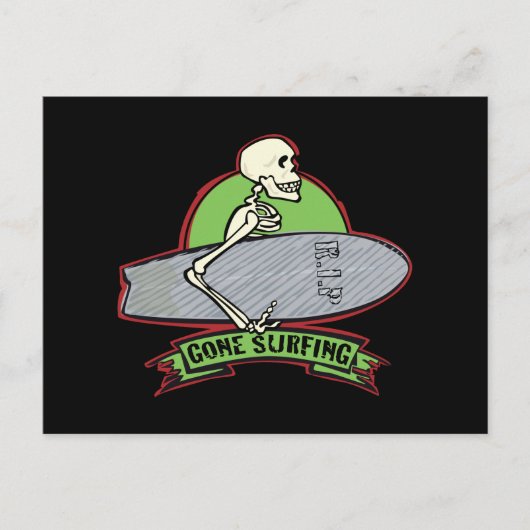 サーフィンハロウィーンスケルトン ポストカード (正面)