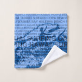 サーフィンハワイカットバックハワイアンサーファー – ブルー バスタオルセット (ウォッシュタオル)