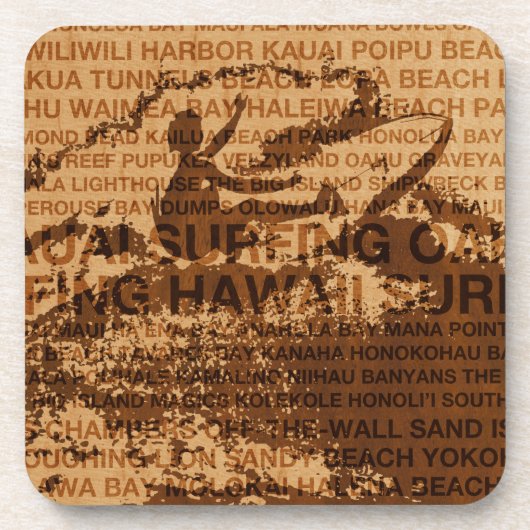 サーフィンハワイカットバックフェイクウッドコースター コースター (正面)