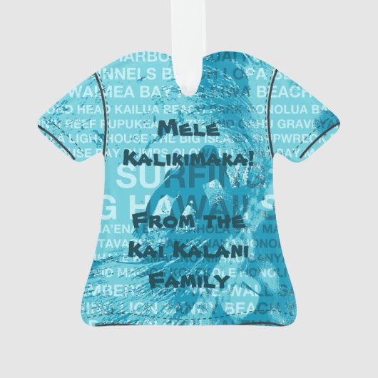 サーフィンハワイグリーンルームハワイアンアロハシャツ オーナメント (裏面)