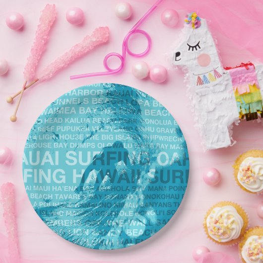 サーフィンハワイグリーンルームハワイアンサーファー ペーパープレート (パーティー)