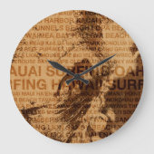 サーフィンハワイグリーンルームフェイクウッドクロック ラージ壁時計 (正面)